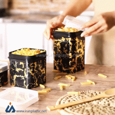 بانکه مربع سایز 3 طرح ماربل رزمن پلاستیک